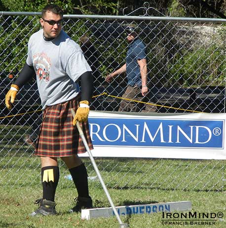 Charles Kasson, whom Francis Brebner calls &ldquo;a rising star,&rdquo; picks a target.  IronMind&reg; | Francis Brebner photo