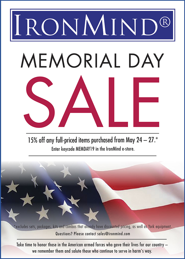 2019 Memorial Day Sale at IronMind