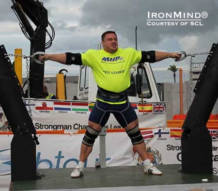 Finishing just one point behind Zydrunas Savickas in Gibraltar, Krzyszstof Radzikowski is the 2013 MHP Strongman Champions League series leader.  IronMind&reg; | Photo courtesy of SCL.