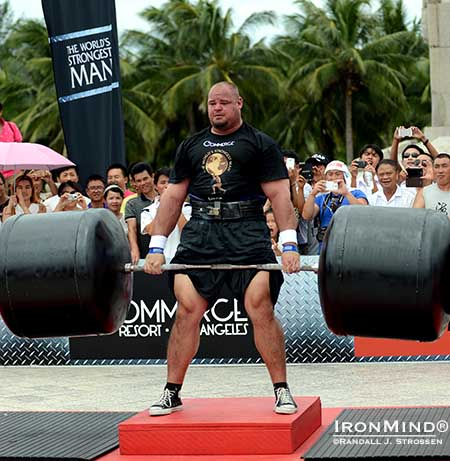 Follow Brian Shaw from start to finish at the 2013 World&rsquo;s Strongest Man contest when the qualifiers and the final are shown on CBS Sports, starting this Wednesday, October 16.  IronMind&reg; | &copy;Randall J. Strossen