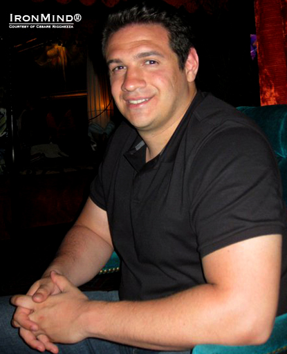 If this picture of Cesare Ricchezza looks familiar it&rsquo;s because you saw it when he certified on the Captains of Crush No. 3 gripper last year&mdash;this time, though, Cesare&rsquo;s certified on the IronMind Red Nail.  Cesare says he is close to certifying on the Captains of Crush No. 3.5 gripper, so remember this picture&mdash;you might be seeing it again in the near future.  IronMind&reg; | Courtesy of Cesare Ricchezza  