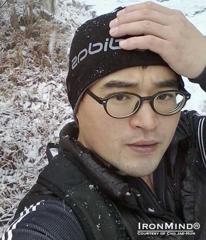 Cho Jae-Hun is the latest man to be certified on bending the benchmark IronMind Red Nail.  IronMind&reg; | Photo courtesy of Cho Jae-Hun