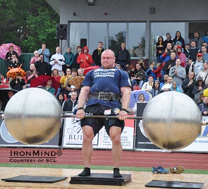 Dainis Zageris (Latvia) brushed aside all competitors but one at MHP SCL&ndash;Serbia, serving notice that he&rsquo;s hunting for scalps in the strongman world.  IronMind&reg; | Photo courtesy of SCL.                                                                 ### 