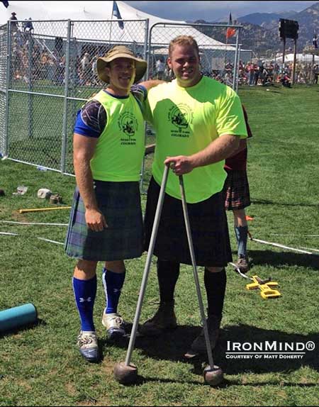 Matt Doherty (l.) and Dan McKim (r.), showing the hammers on which Dan set two new national records.  IronMind&reg; | Photo courtesy of Matt Doherty