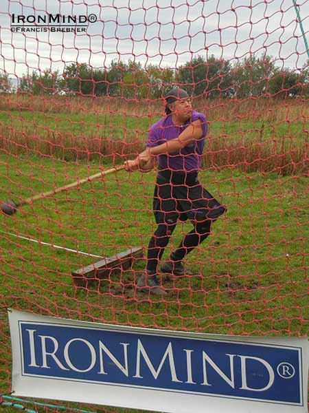 Kengo Kubota (Japan), winner of the Andoy International Masters Highland Games, throwing the hammer.  IronMind&reg; | &copy;Francis Brebner photo.