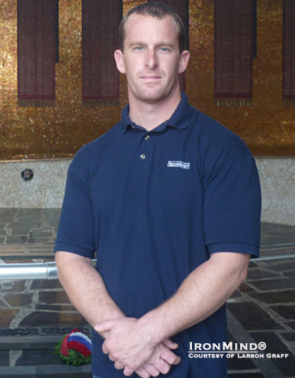 Larson Graff  puts his hands to good use both on the job and off, and proving his prowess as as steel bender, he has officially bent the IronMind Red Nail.  IronMind&reg; | Photo courtesy of Larson Graff.