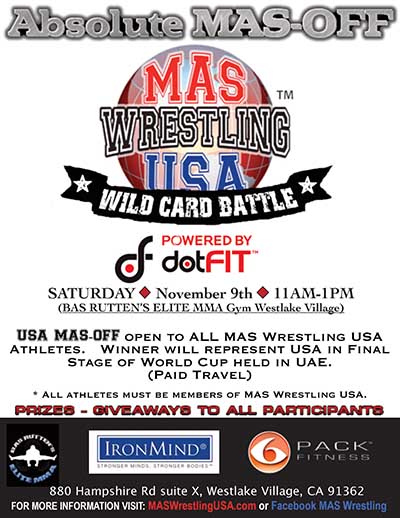 Mas Off!  Two men pulling on a stick: one wins and one doesn&rsquo;t, and this weekend&rsquo;s Mas Off features some big names from strongman and grip strength as the competitors include Robert &ldquo;OB&rdquo; Oberst and Clay Edgin.  IronMind&reg; | Image courtesy of Mas USA