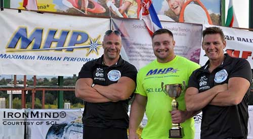 2013 MHP Strongman Champions League world champion Krzysztof Radzikowski (center), flanked by SCL directors Ilkka Kinnunen (left) and Marcel Mostert (right). IronMind® | Image courtesy of SCL 2013 MHP Strongman Champions League world champion Krzysztof Radzikowski (center), flanked by SCL directors Ilkka Kinnunen (left) and Marcel Mostert (right). IronMind® | Image courtesy of SCL