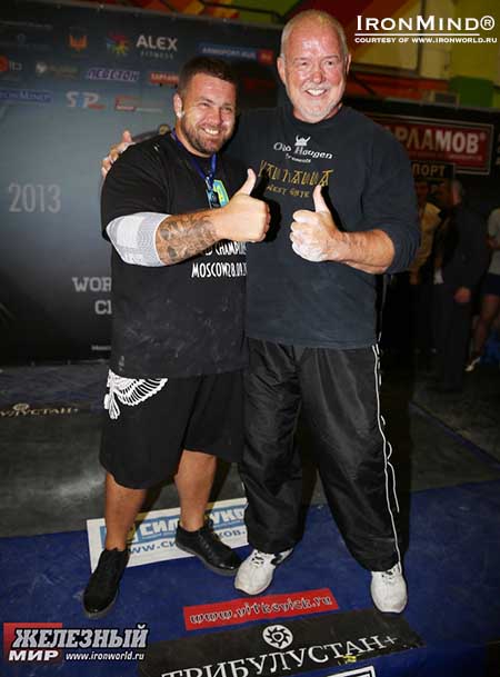 Andrey Sharkey (left) and Odd Haugen (right).  IronMind&reg; | Photo courtesy of www.ironworld.ru