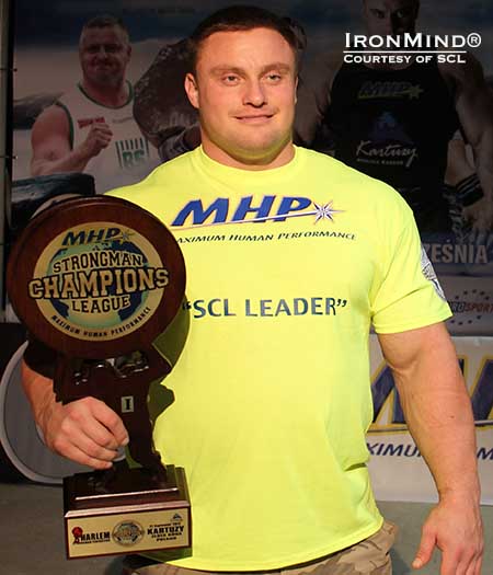 Krzysztof Radzikowski won the 2013 MHP Strongman Champions League competition in Kartuzy, Poland yesterday and is the series leader.  IronMind&reg; | Photo courtesy of SCL