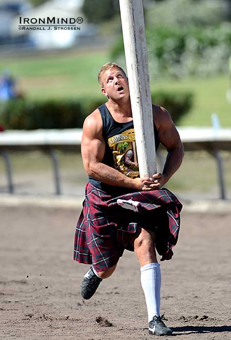 A few days before competing in the Royal Braemar Highland Games, Scott Rider was in Pleasanton, California for the 2013 US Invitational Heavy Events Championships&mdash;where he finished a strong third place overall.  IronMind&reg; | Randall J. Strossen photo