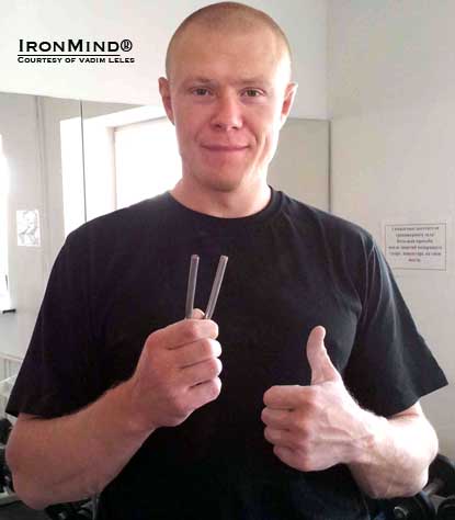 Vadim Leles has made history as the first man from Belarus to certify on the IronMind Red Nail.  IronMind&reg; | Photo courtesy of Vadim Leles.